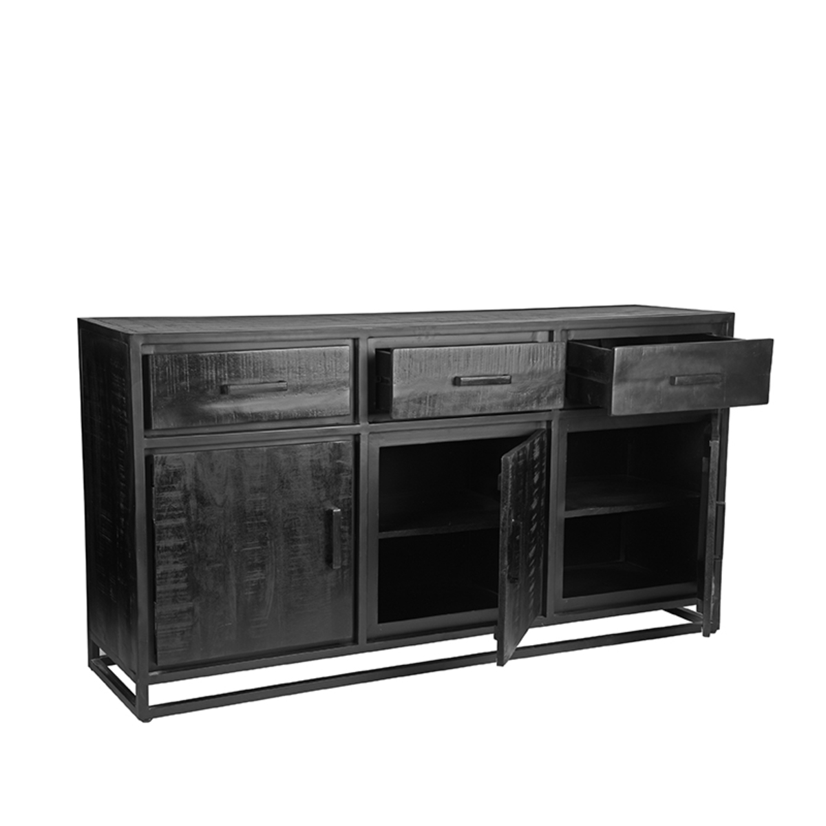 Dressoir_Chili_Zwart_Mangohout_170x45x90_cm_Perspectief_2
