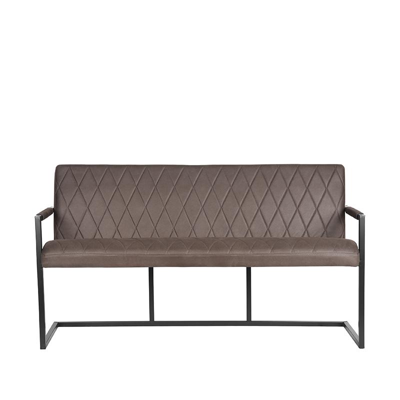 Eetkamerbank_Denmark_Antraciet_Microvezel_Zwart_Metaal_155x62x86_cm_Vooraanzicht